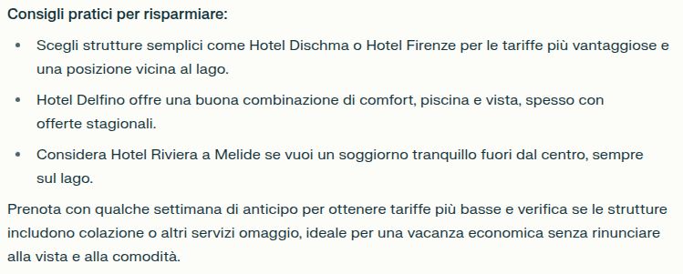 Consigli turistici di Perplexity